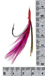 タラ毛鉤　スズキ15号　赤紫